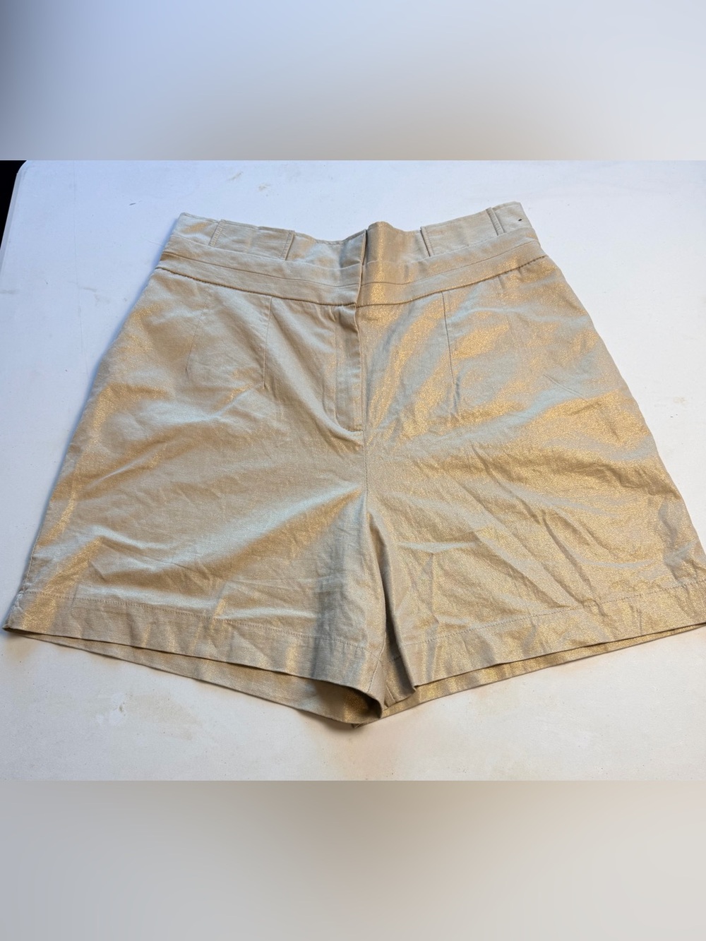 New York & Company Metallic Cream High-Rise Shorts
